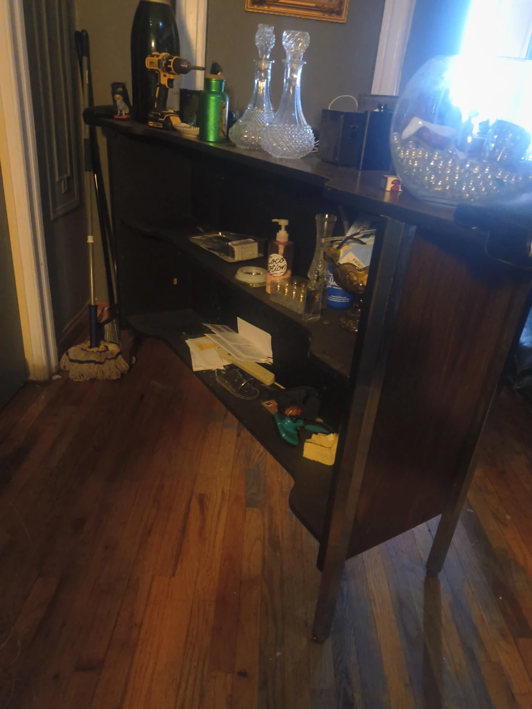 Vintage Bar Unit with Tufted Black Upholstery - photo 3