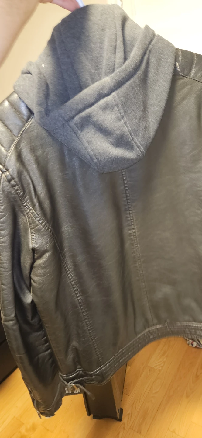 Leather Jacket with Hood. - photo 2
