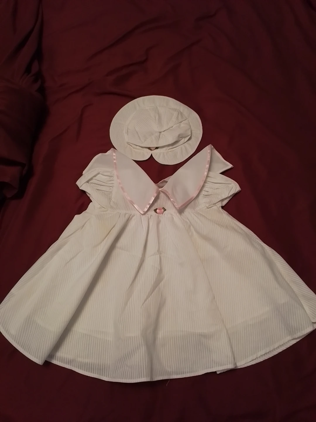 White Baby Dress with Matching Hat