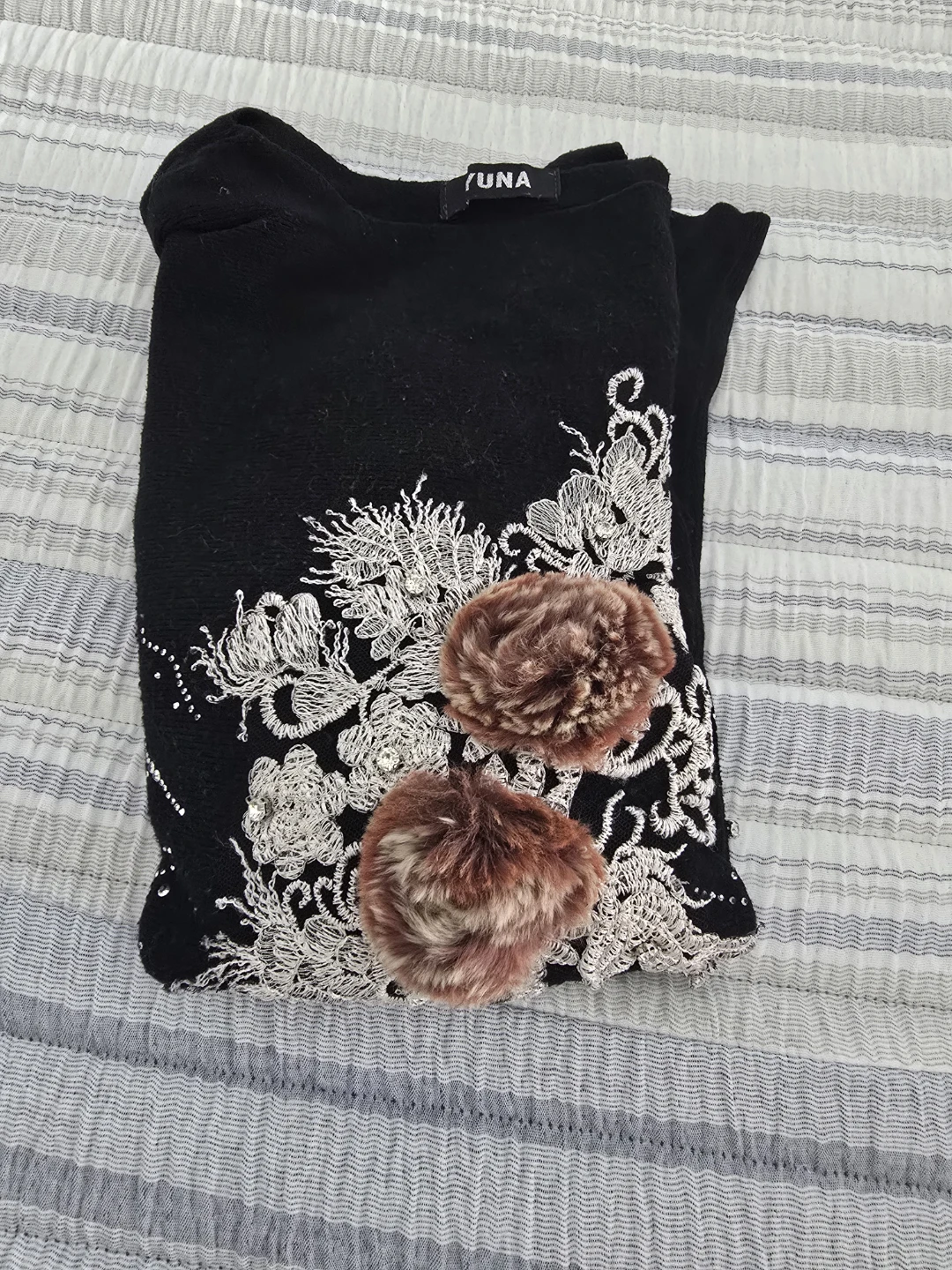 YUNA Black Embellished Sweater
