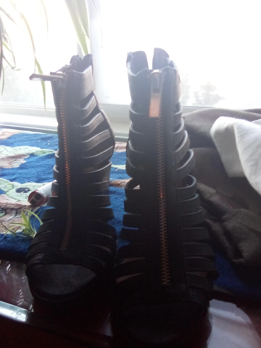 Le Chateau Black Strappy Zipper Heels