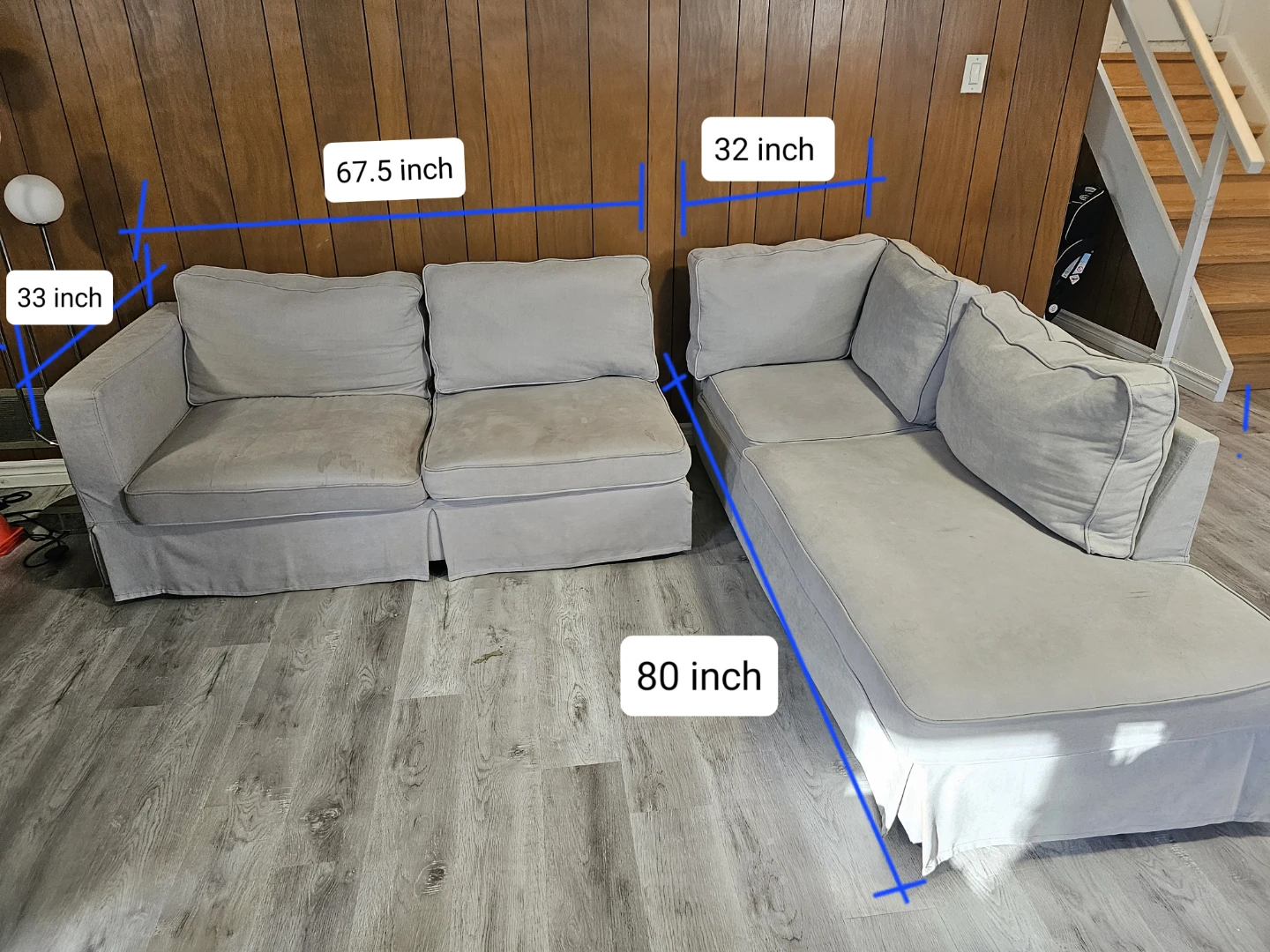 Light Grey Sectional Sofa - photo 2