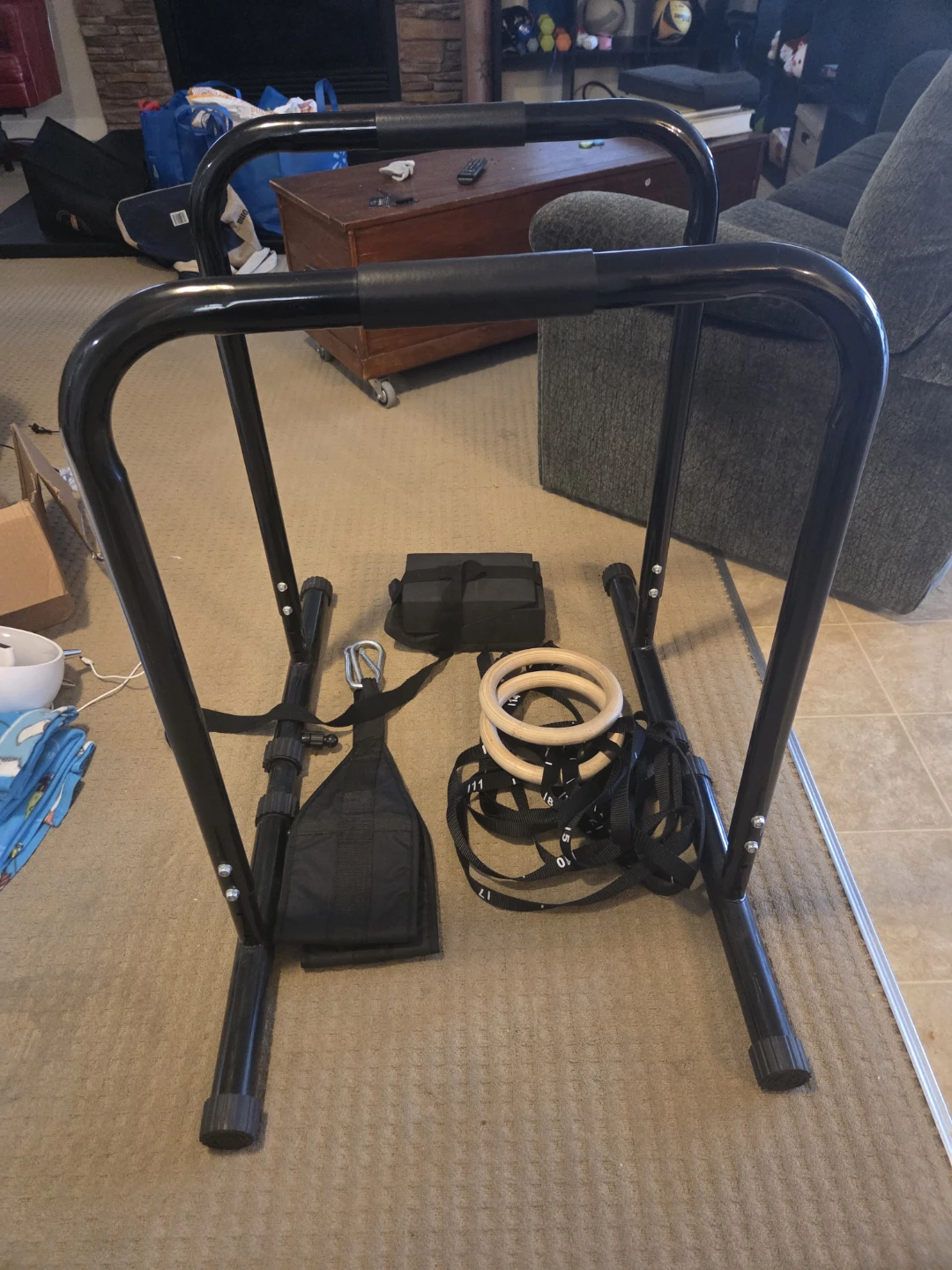 Dip Station with Gymnastic Rings and Straps