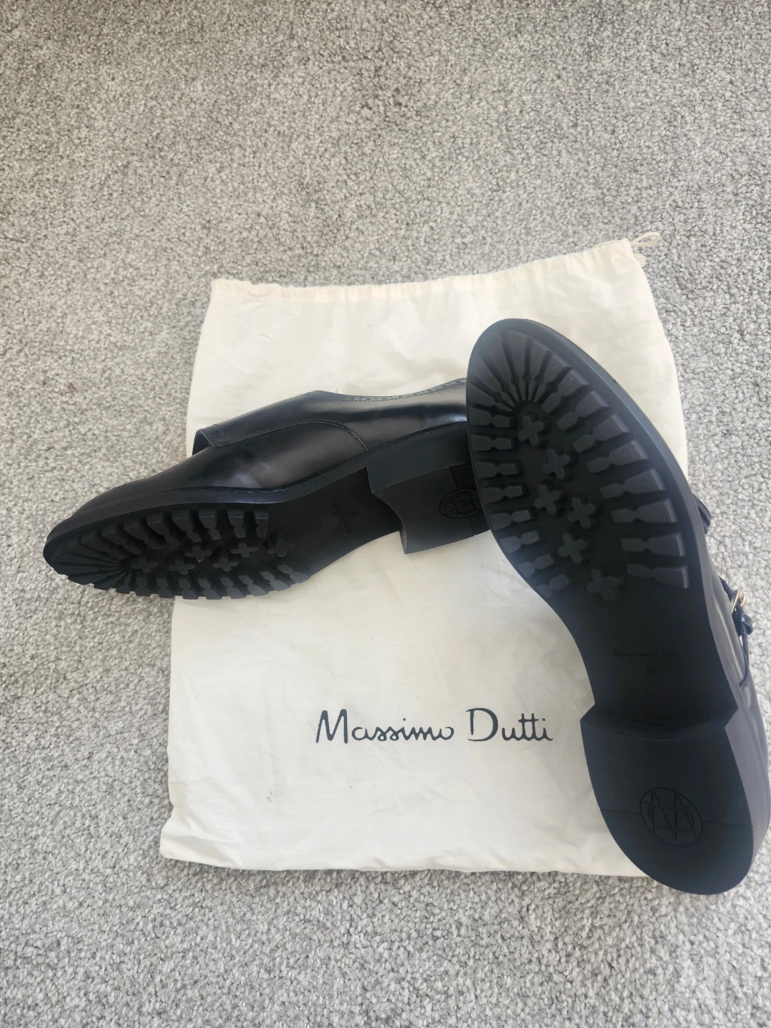 Massimo Dutti Black Leather Double Monk Strap Shoes - photo 3