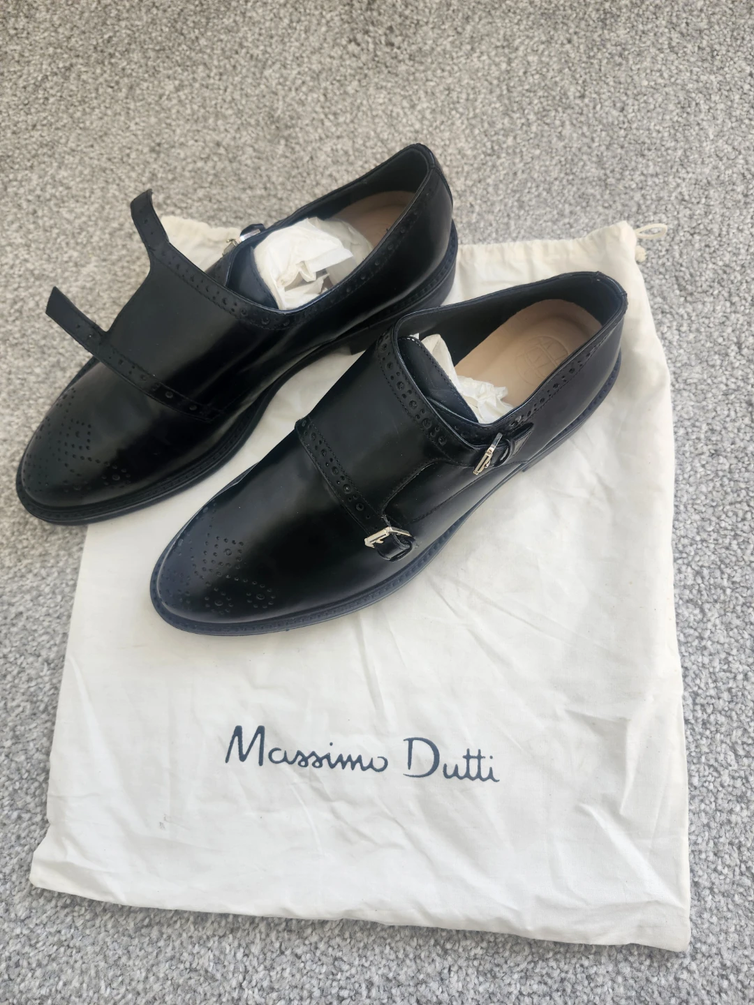Massimo Dutti Black Leather Double Monk Strap Shoes - photo 4