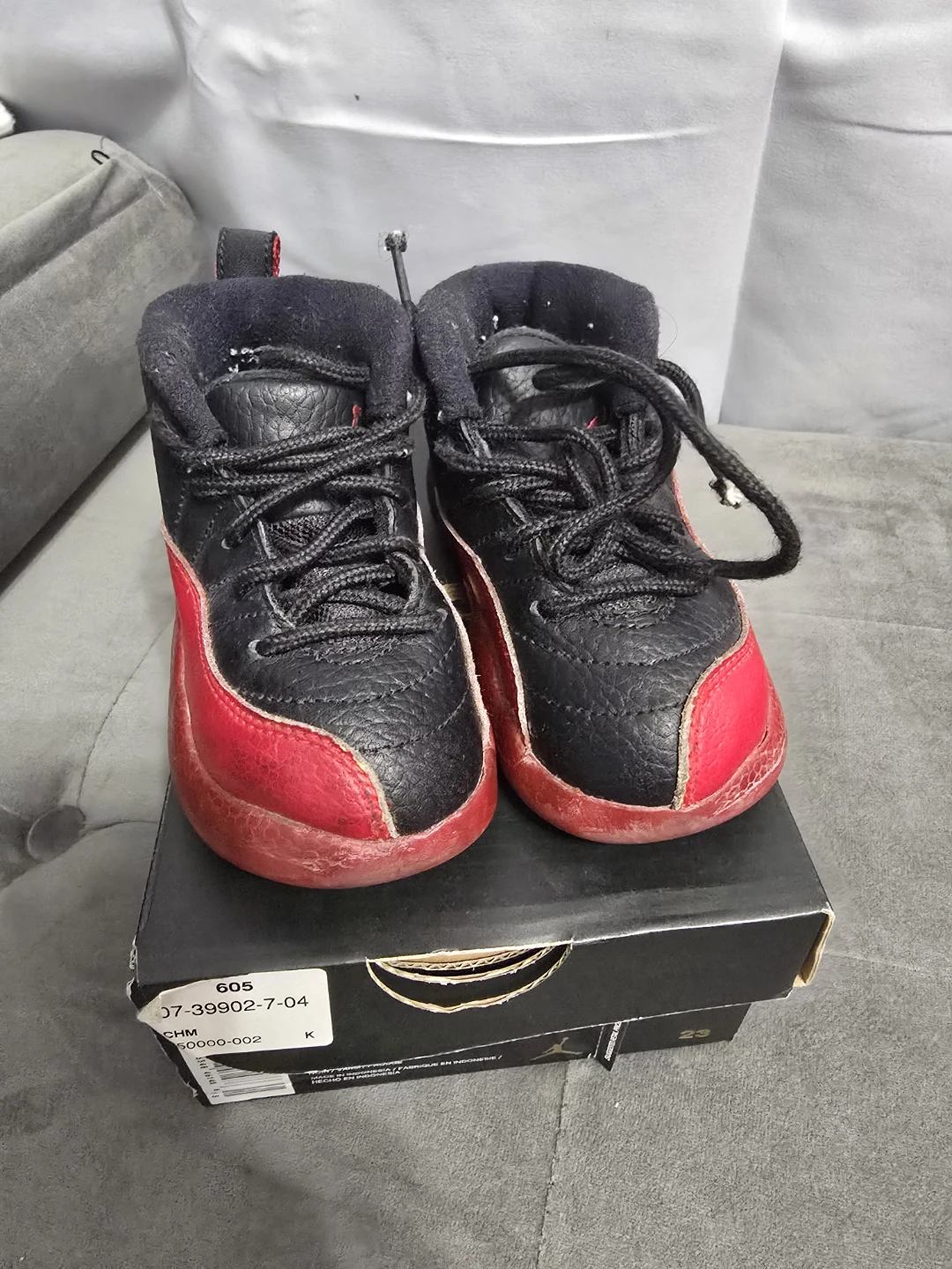 Jordan 12 Retro Black/Red Toddler Size 7