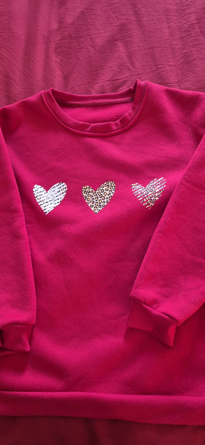 Red Sweatshirt with Heart Designs