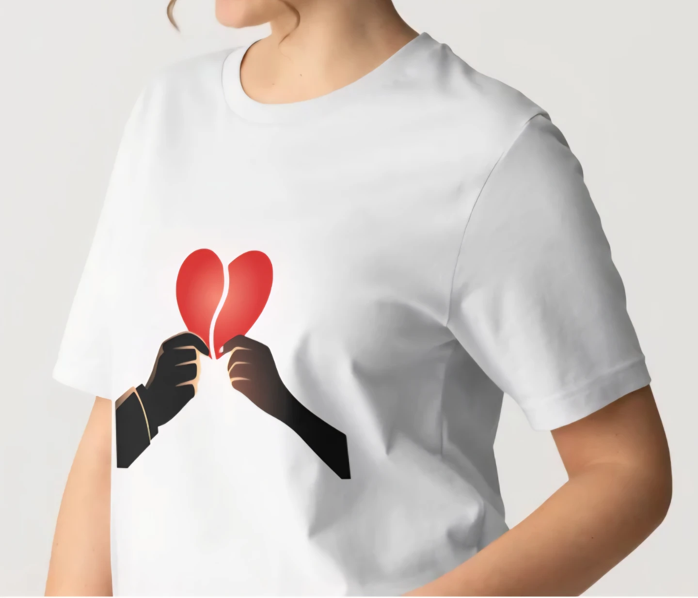 White T-Shirt with Broken Heart Graphic - photo 3