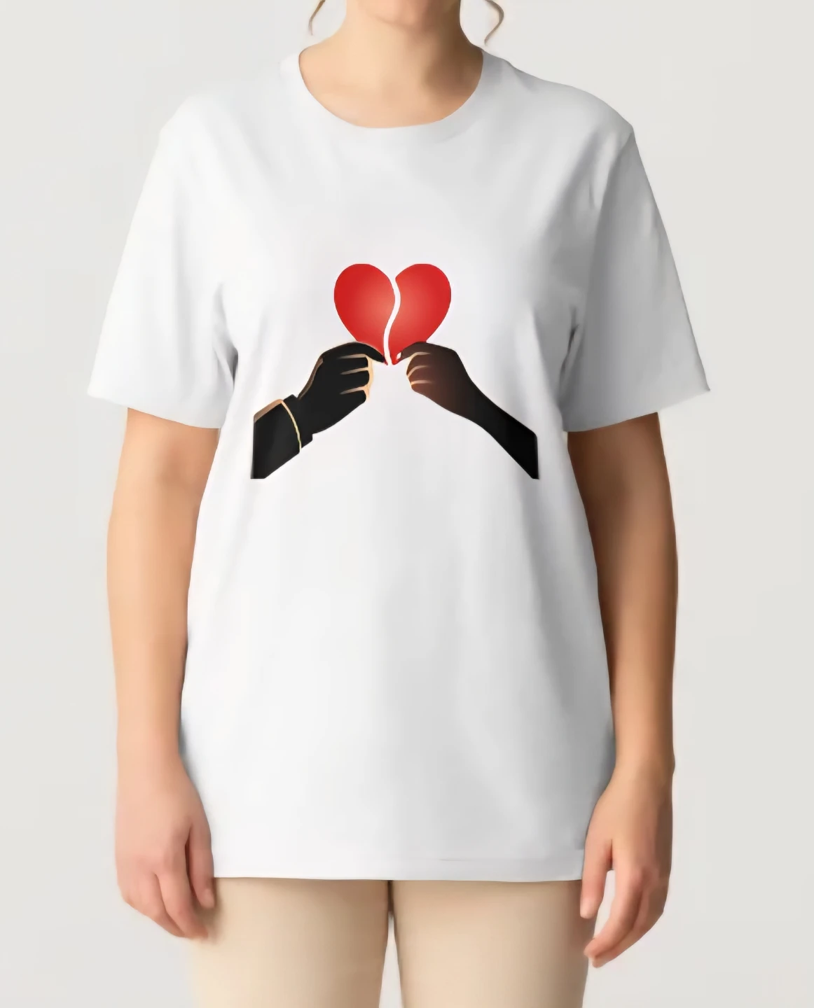 White T-Shirt with Broken Heart Graphic - photo 4