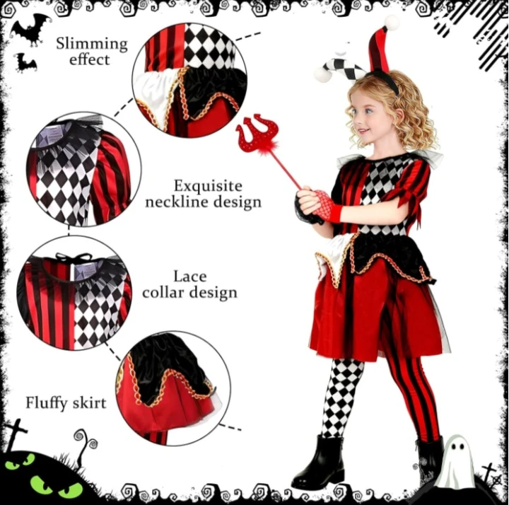 🥕 NEW!   Girls Clown Costume - Size Small (3-4 Years) - photo 5