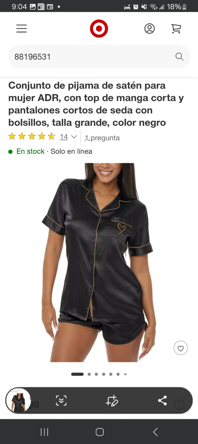 Target ADR Satin Pajama Set - Black, Large