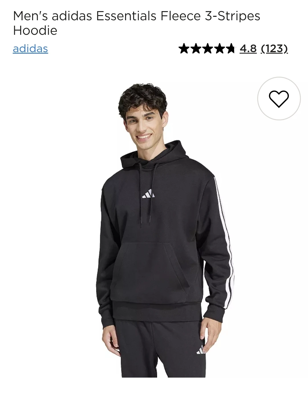 Adidas Essentials Fleece 3-Stripes Hoodie [L] - NEW! - photo 3