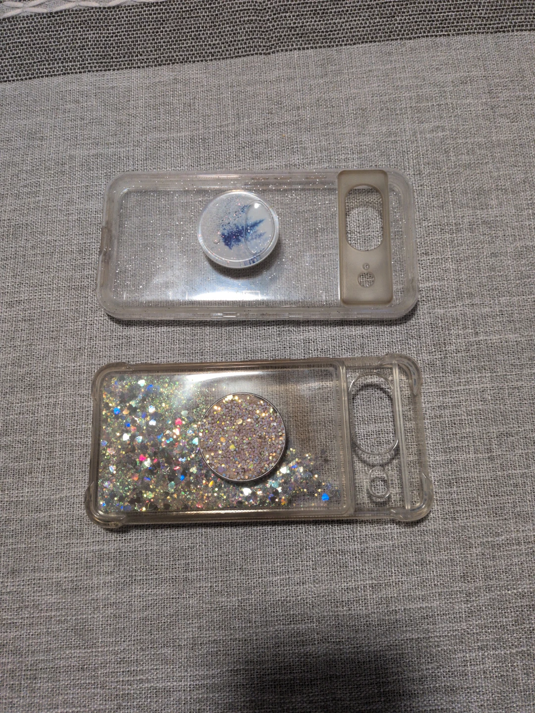 2x Pixel 8 Clear Glitter Phone Cases with PopSockets
