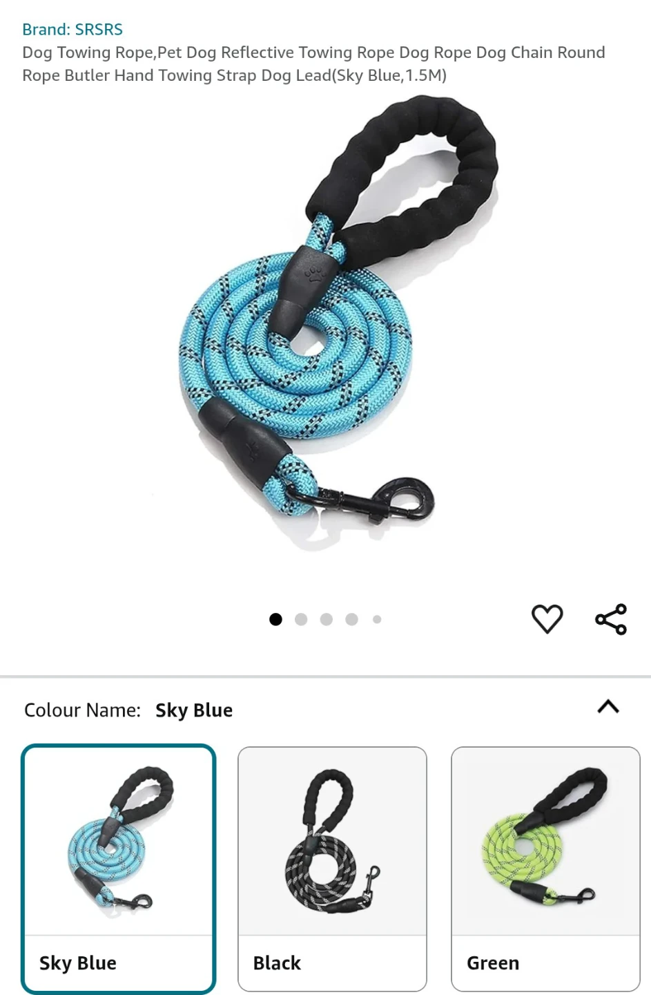 NEW !   SRSRS Dog Leash - Sky Blue, 1.5M - photo 2