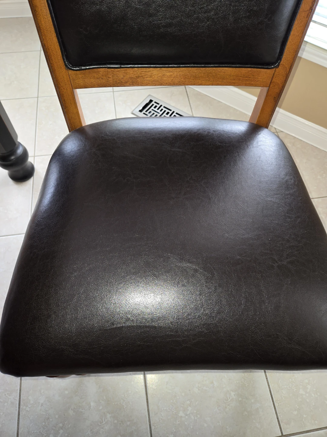 Dining Chair with Black Faux Leather and Wood Frame