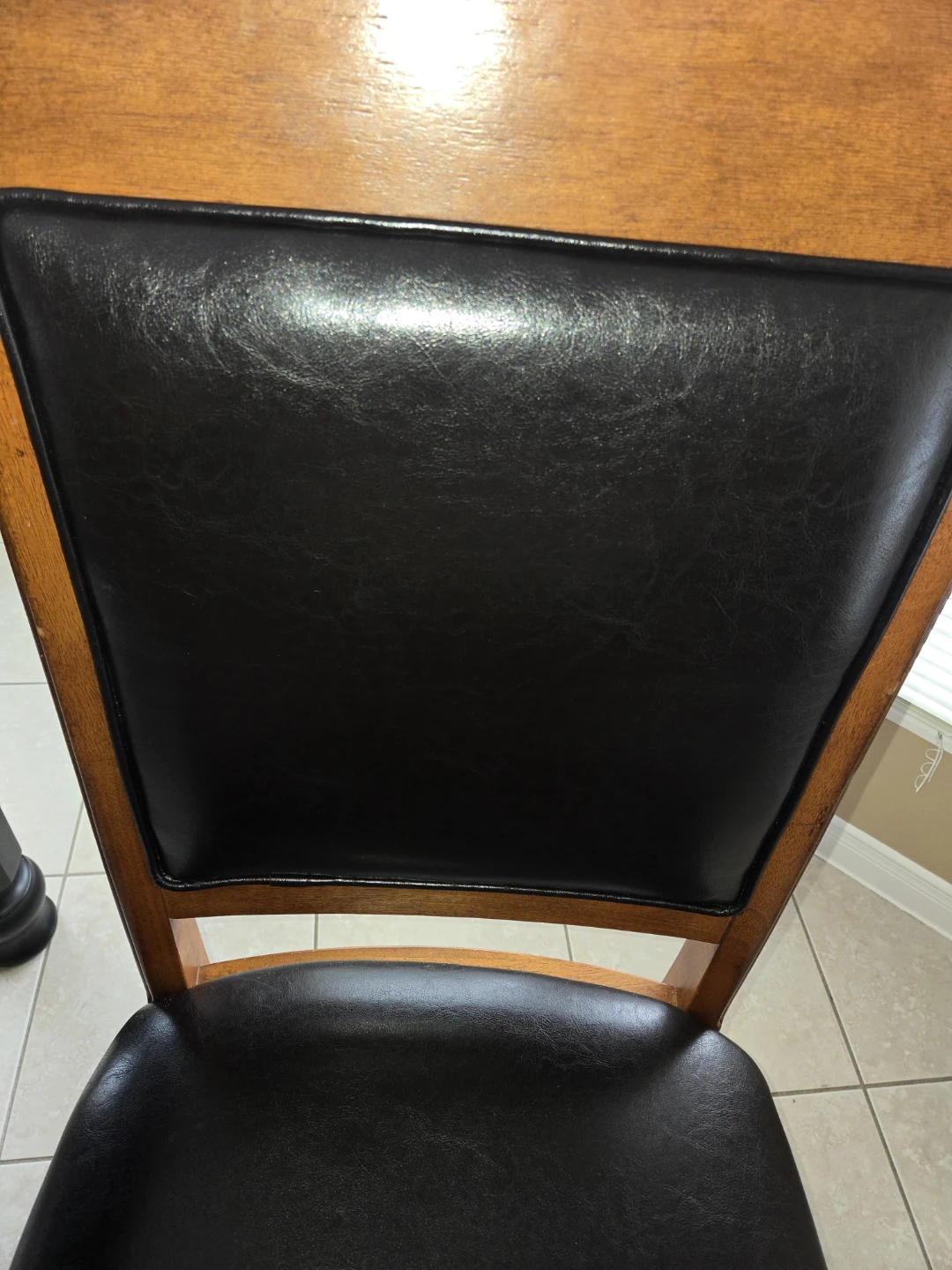 Dining Chair with Black Faux Leather and Wood Frame - photo 4