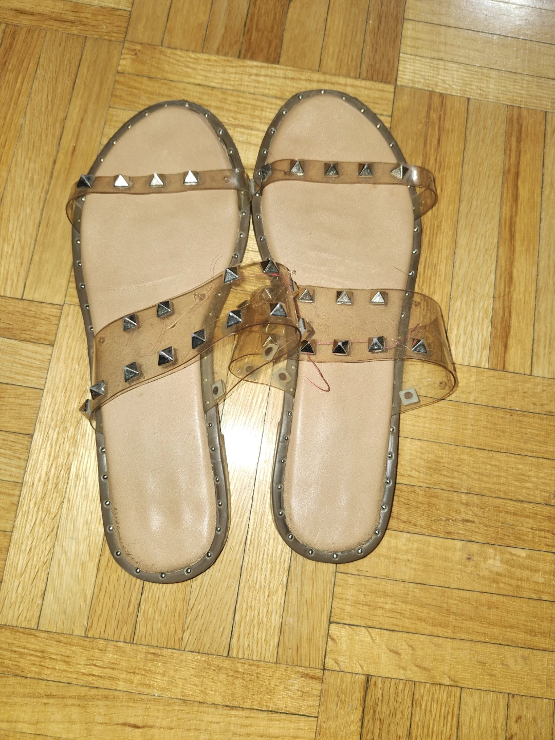 Clear Studded Slide Sandals