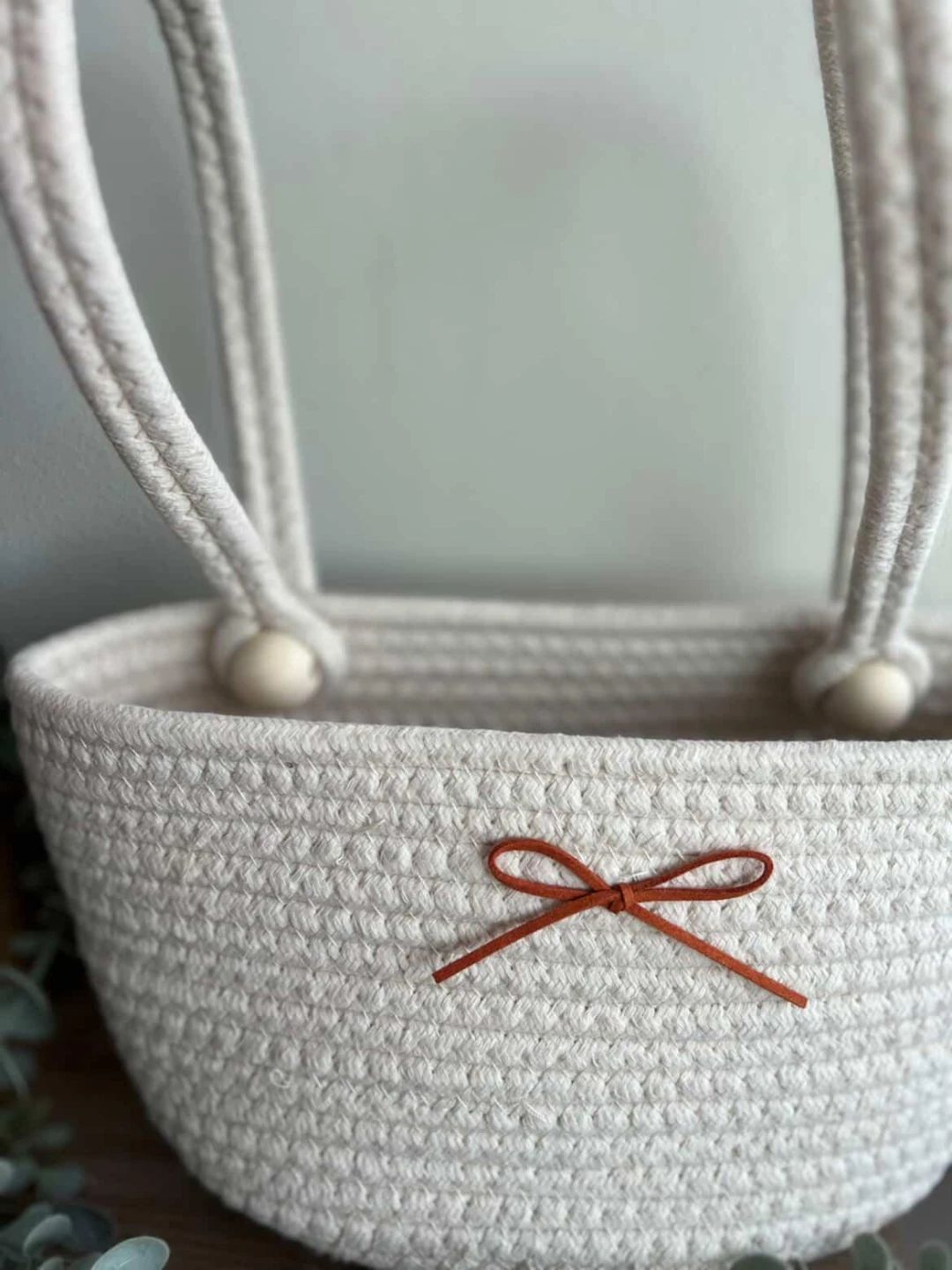 Woven Rope Storage Crib Basket with Bow Accent - photo 3