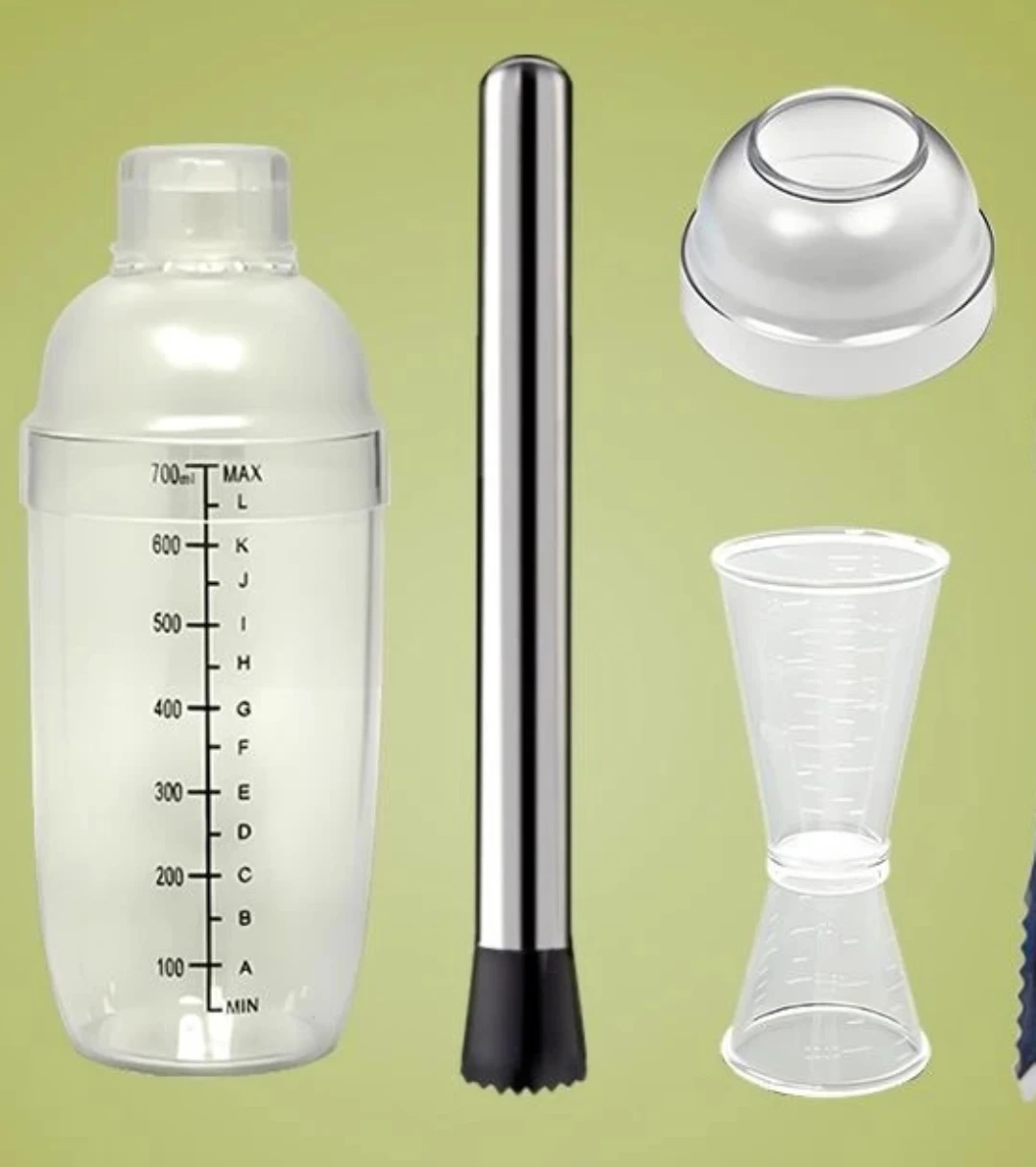 Cocktail Shaker Set with Muddler and Jigger