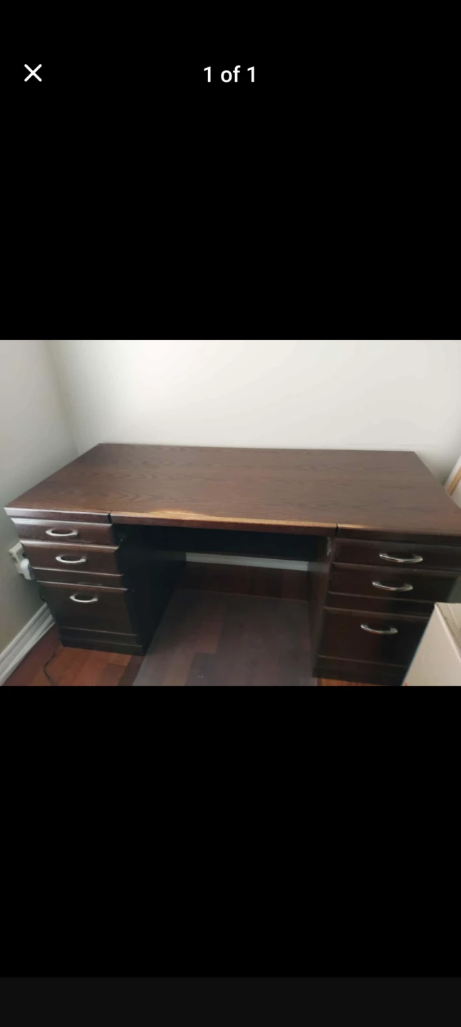 Dark Wood Executive Desk with Drawers