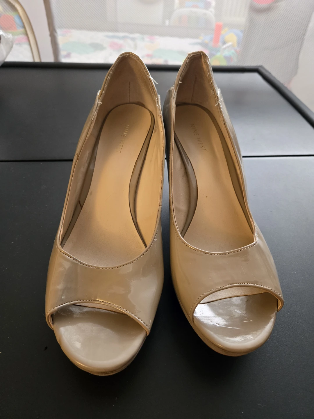 Nine West Beige Peep Toe Heels - Size 11