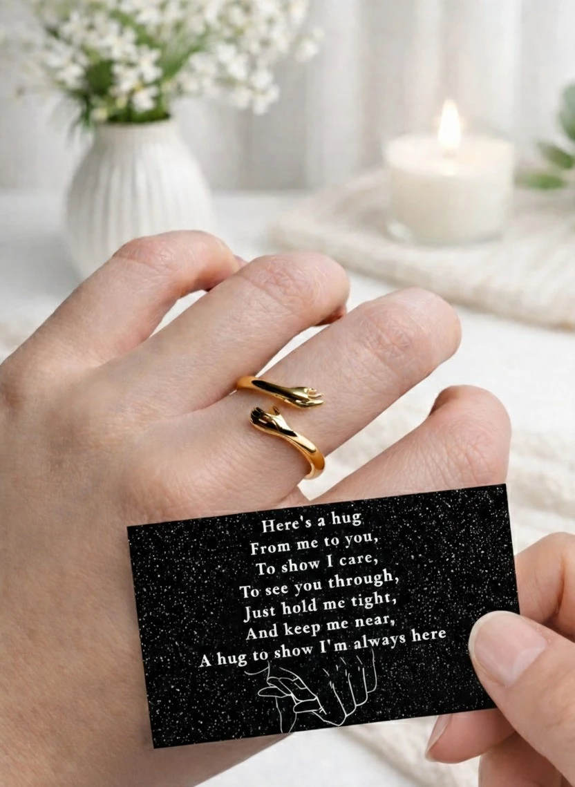 Gold-Plated 925 Sterling Silver Hug Ring - photo 3