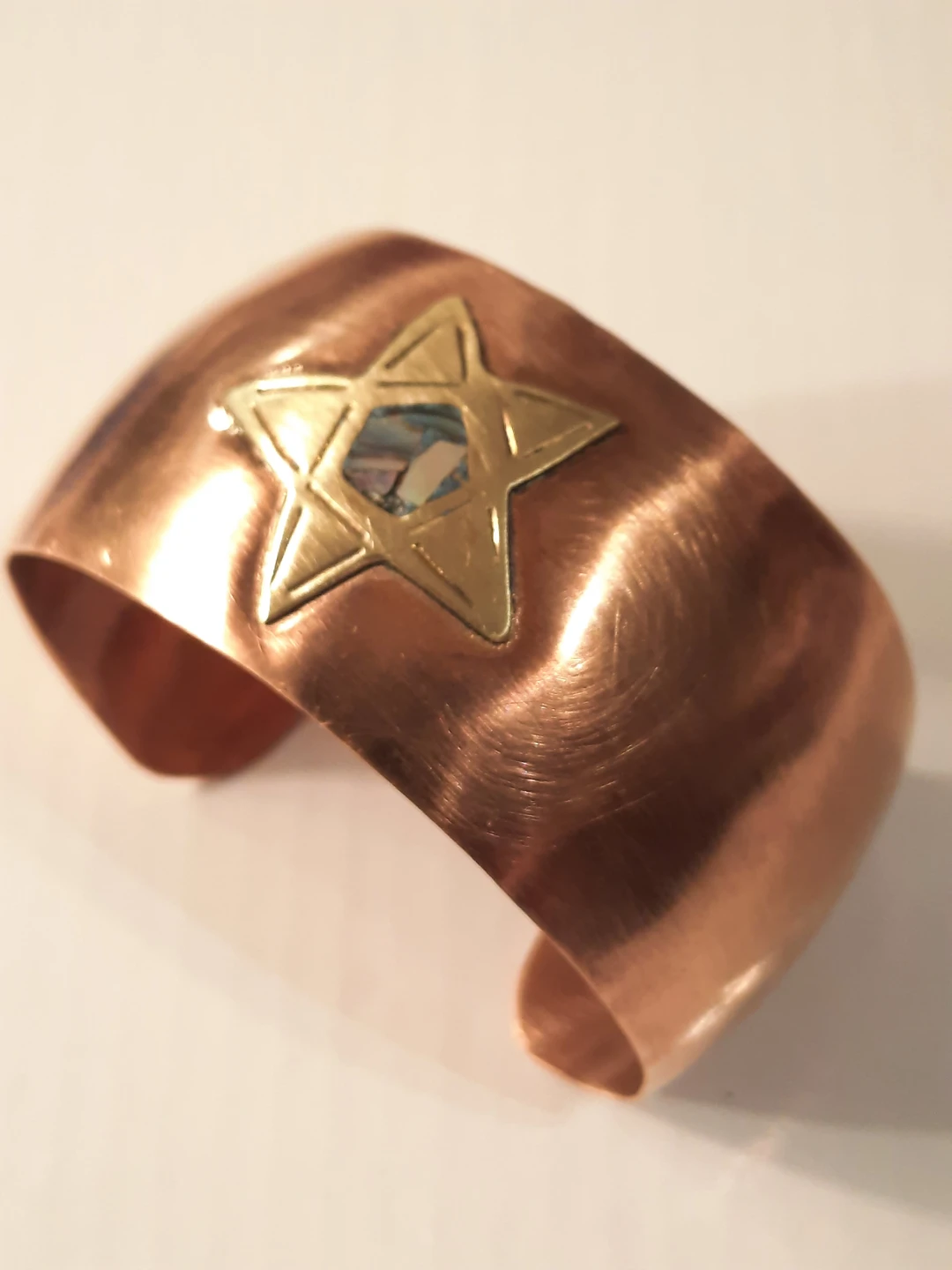 Copper Cuff Bracelet with Star of David Inlay - photo 2