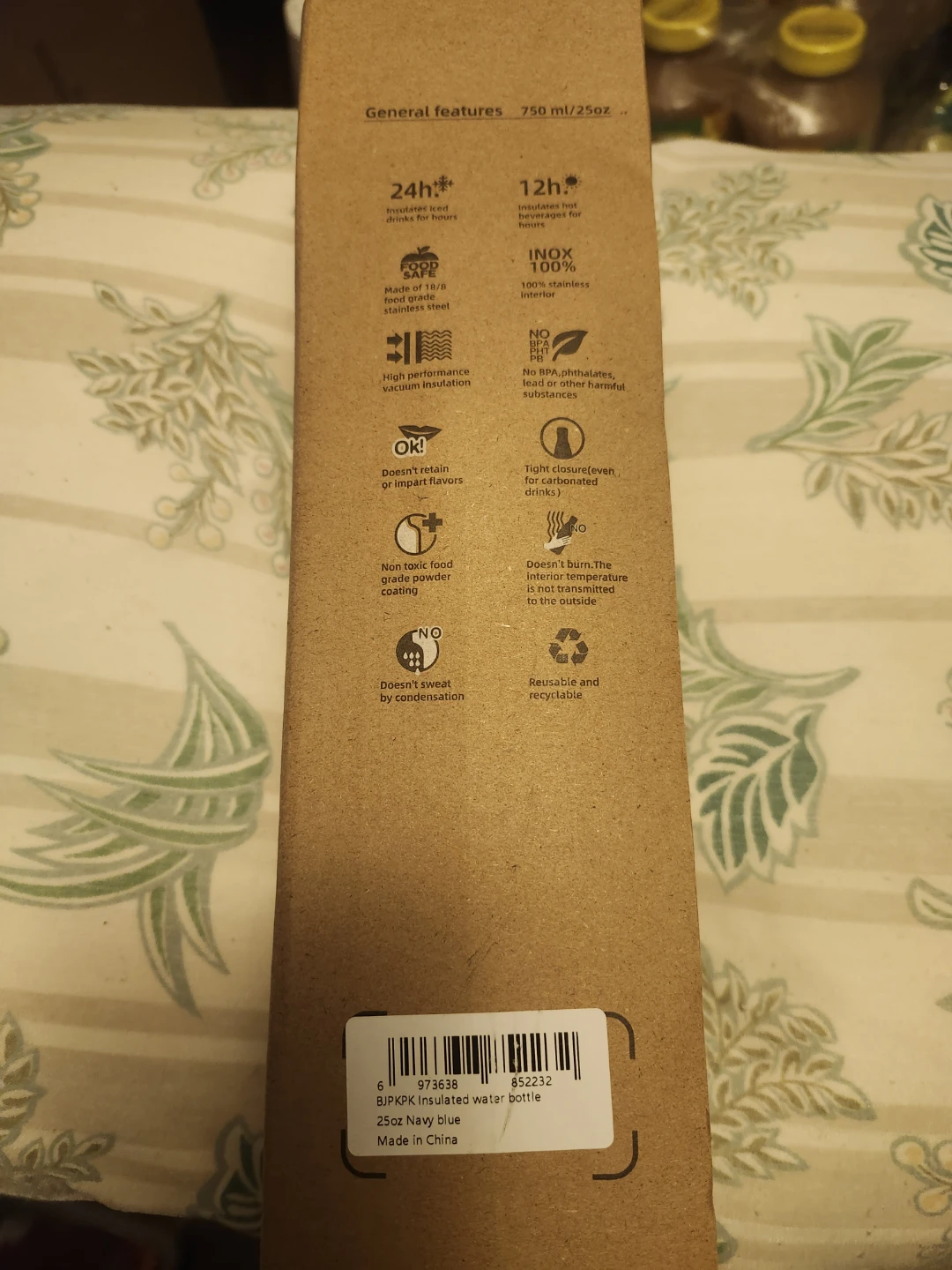 BJPKPK 25oz Insulated Water Bottle - Navy Blue