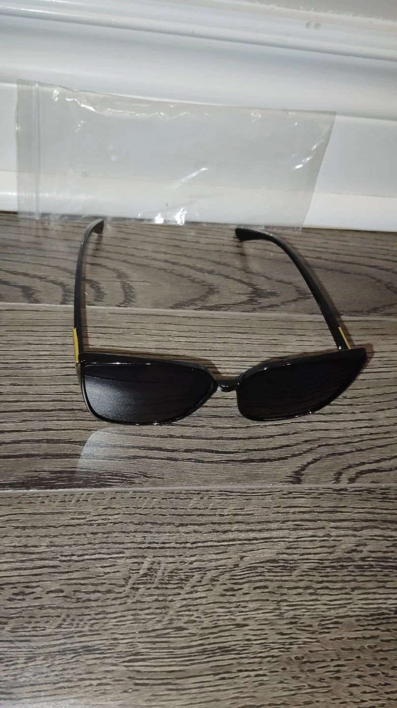 Black Cat-Eye Sunglasses with Gold Design