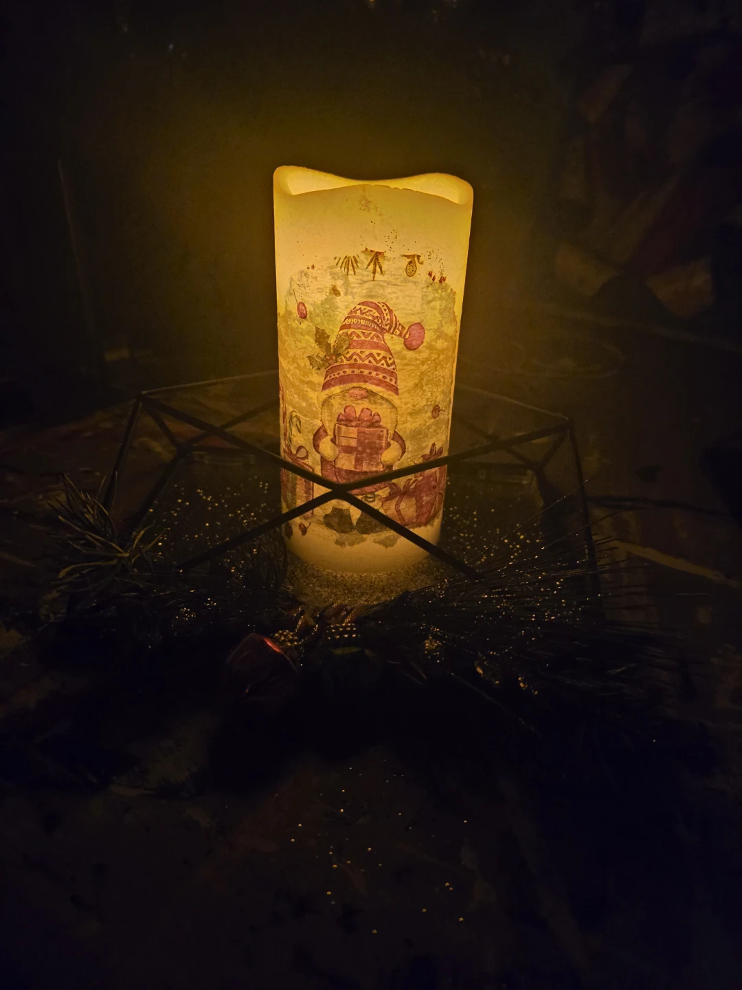 Flameless LED Christmas Candle with Decorative Holder - photo 4