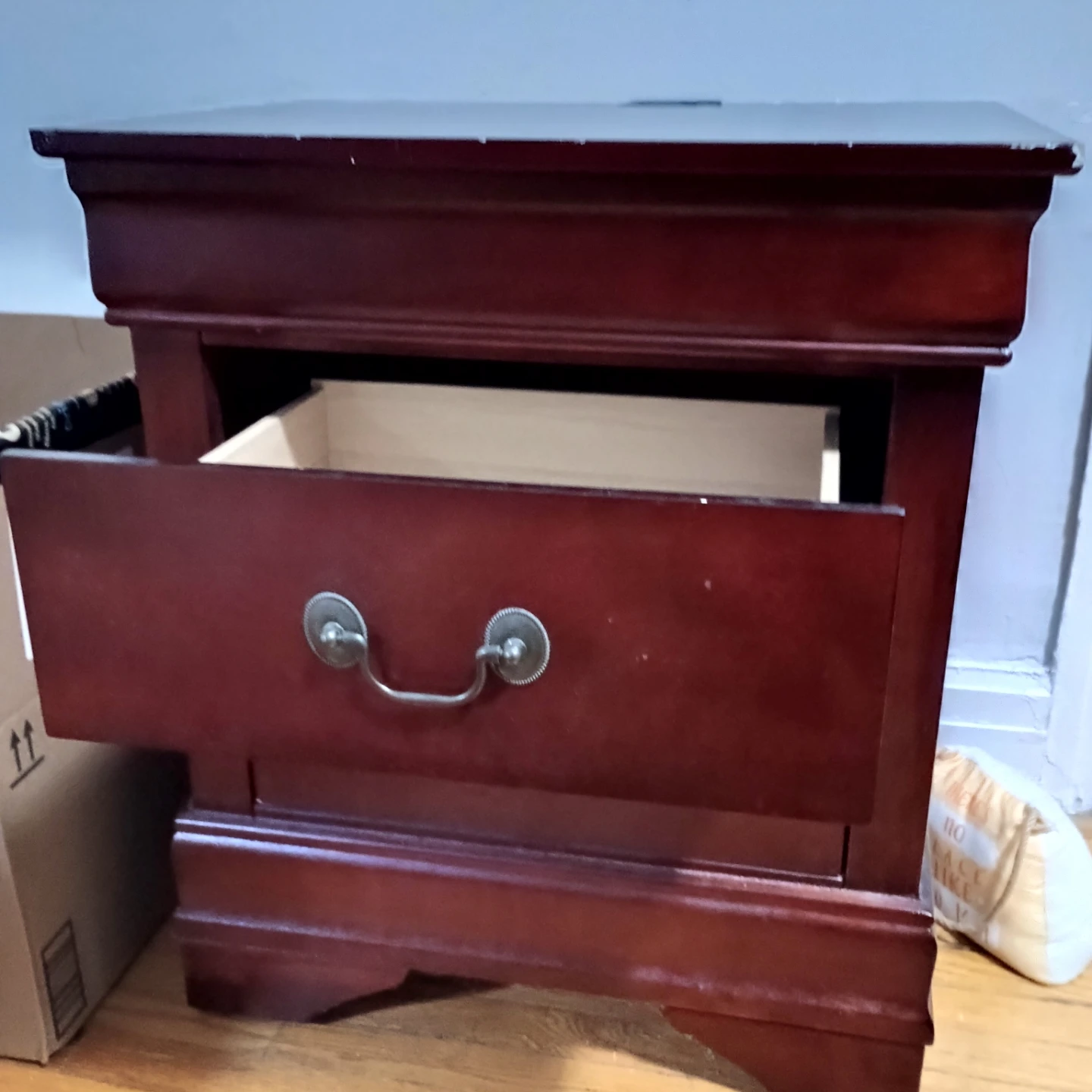 Brown Wood 2-Drawer Nightstand