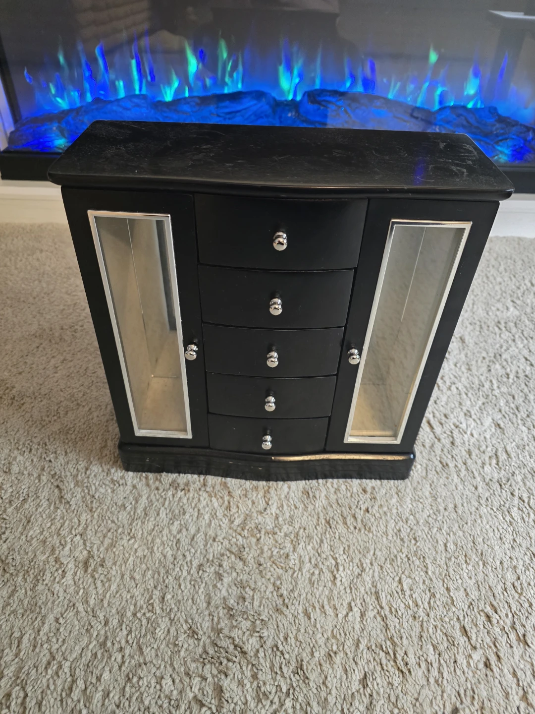 Black Jewellery Box with Mirrored Doors - photo 2