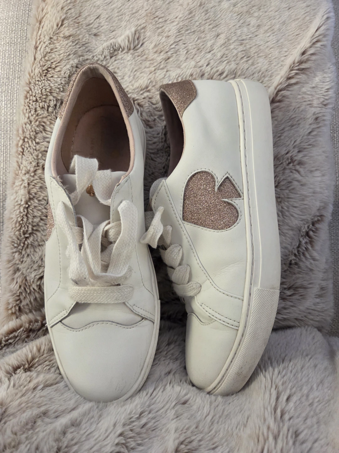 Kate Spade White Sparkle Heart Sneakers