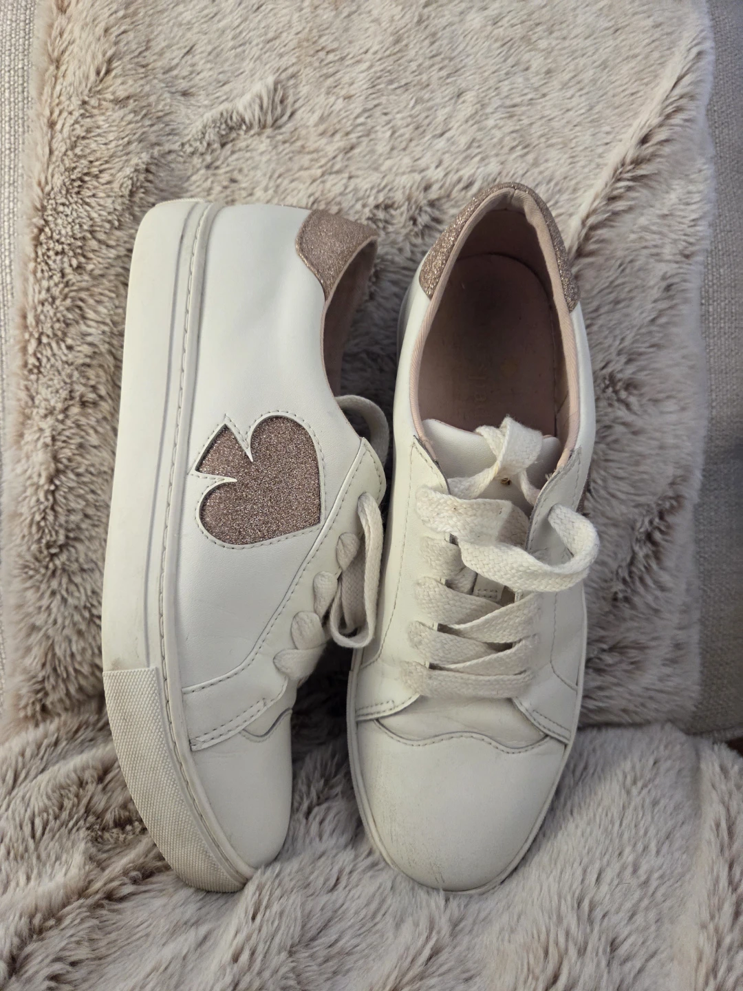 Kate Spade White Sparkle Heart Sneakers - photo 3