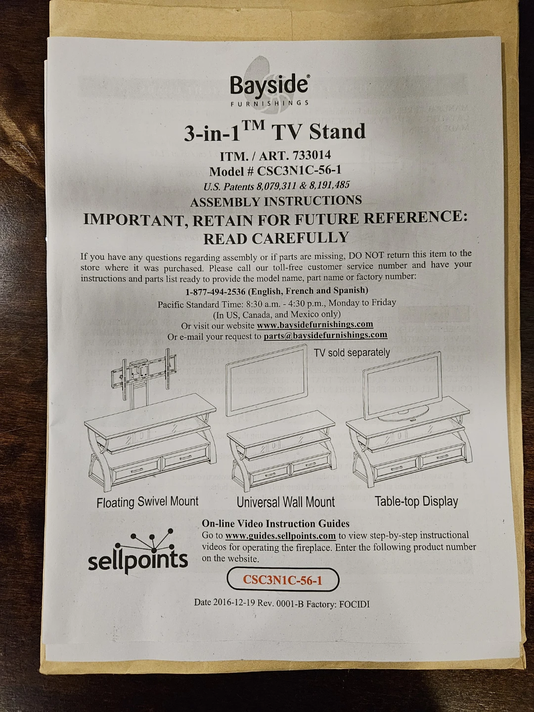 Bayside Furnishings 3-in-1 TV Stand - photo 4