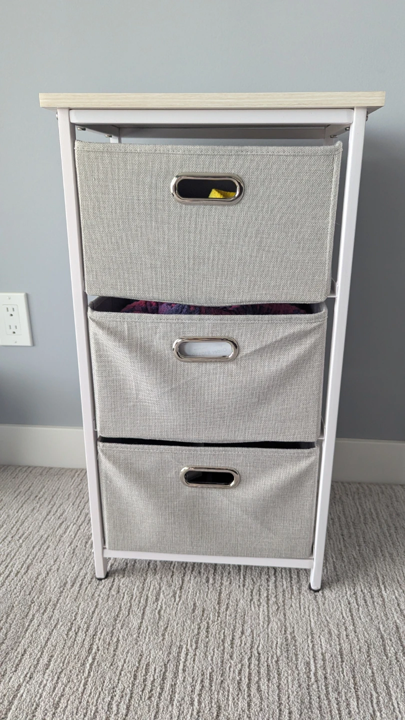 3-Drawer Storage Unit with Fabric Bins