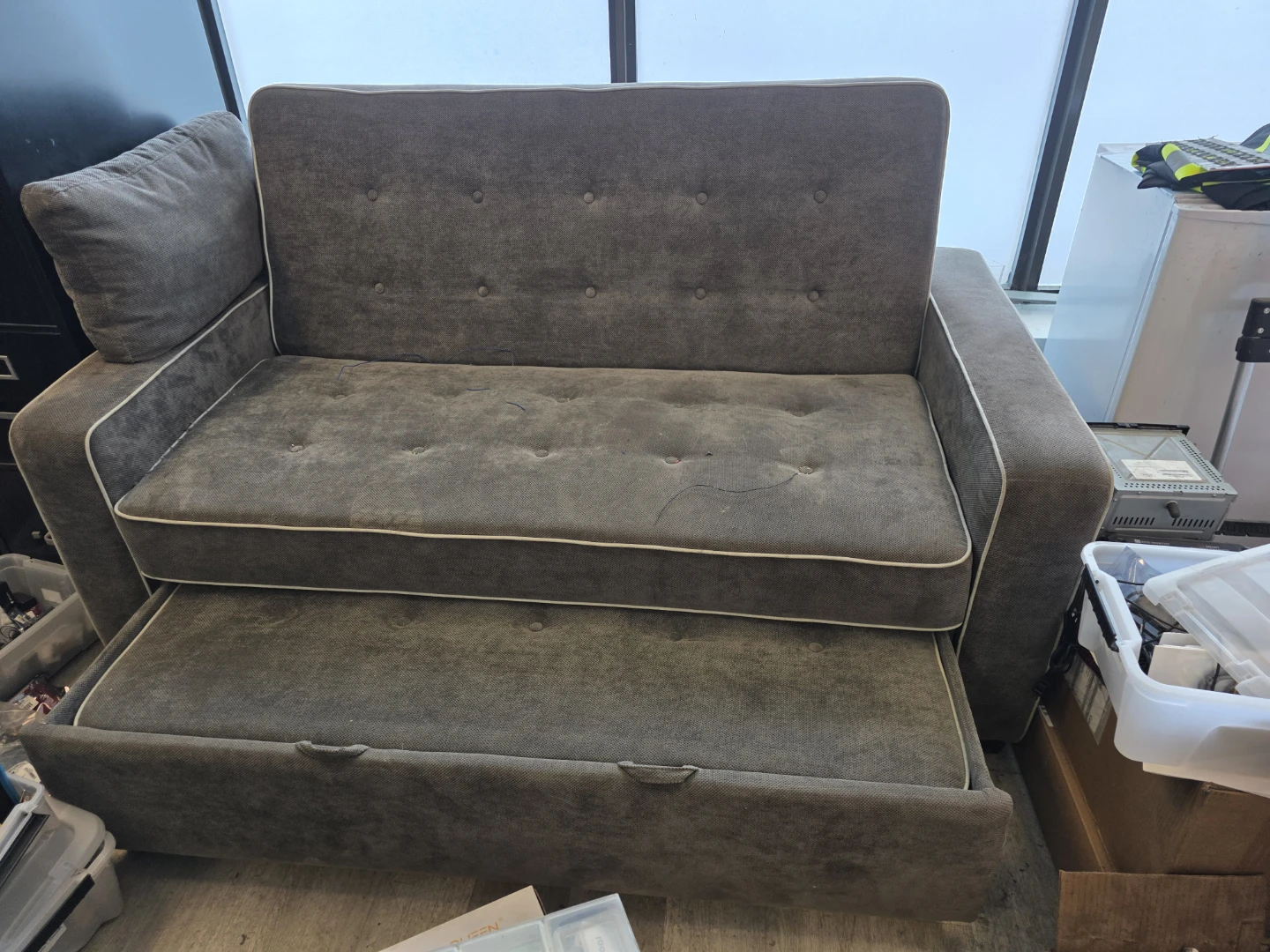 Grey Sofa Bed with Pull-Out Trundle - photo 2