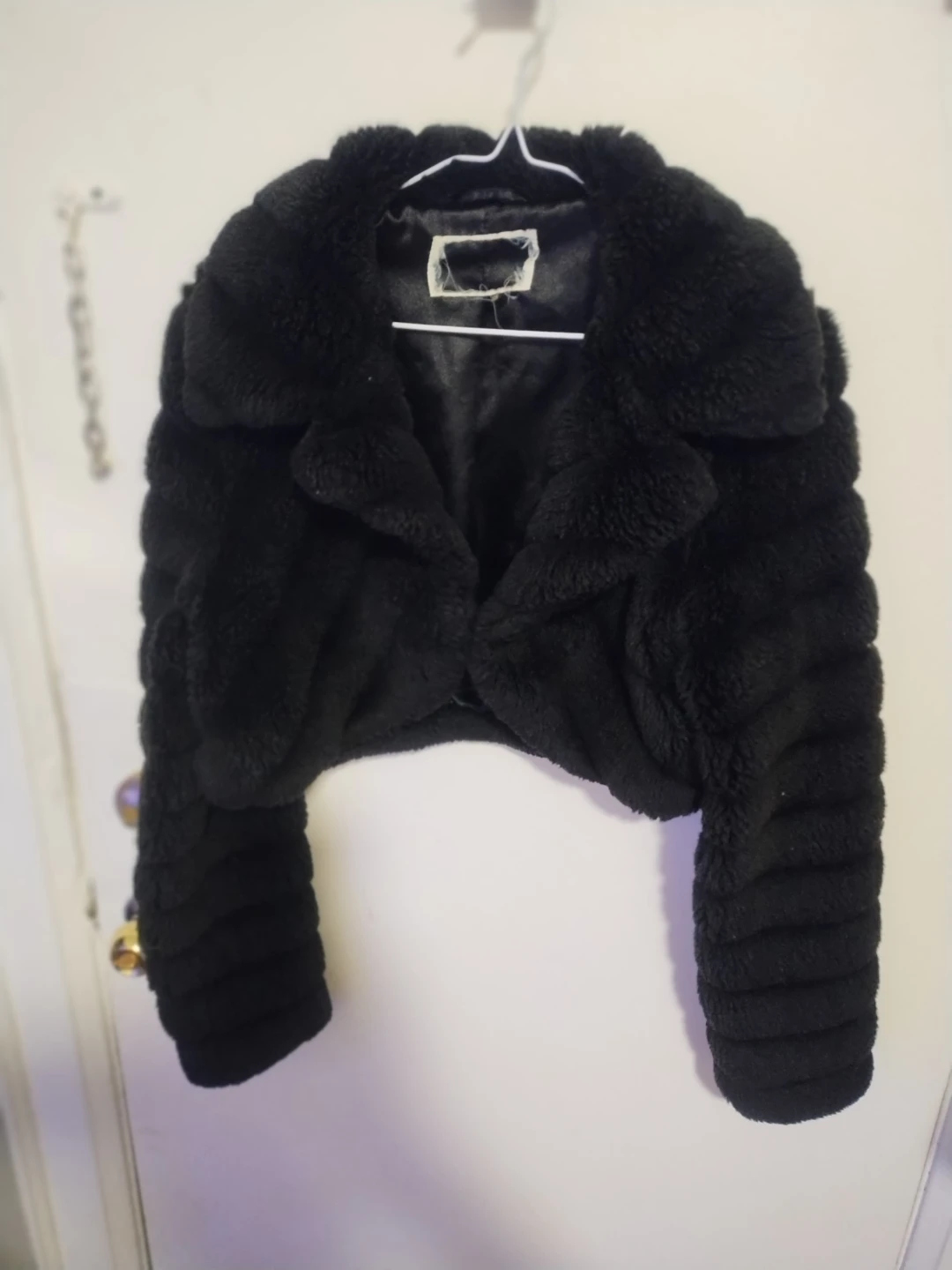 Black Faux Fur Cropped Jacket