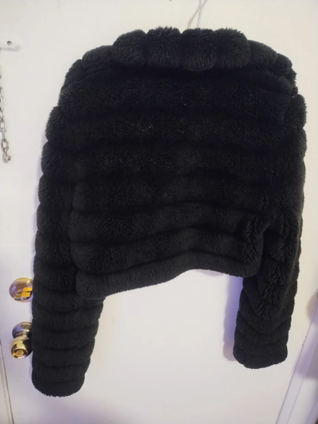 Black Faux Fur Cropped Jacket - photo 4