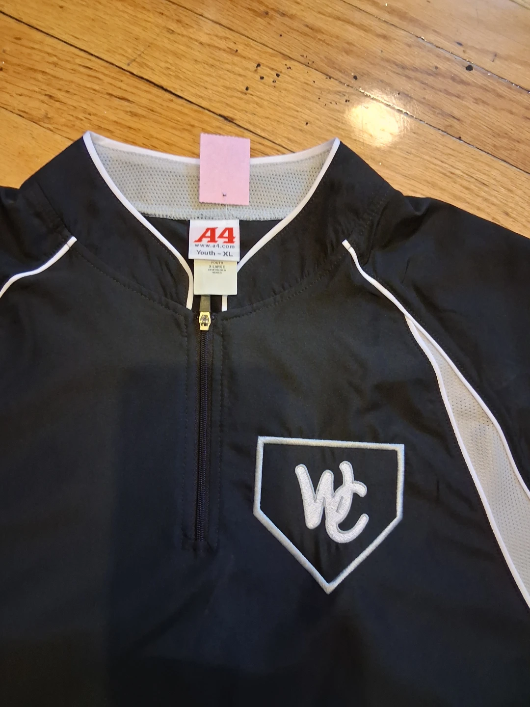 A4 Youth XL Baseball Pullover Jacket - Black - photo 2