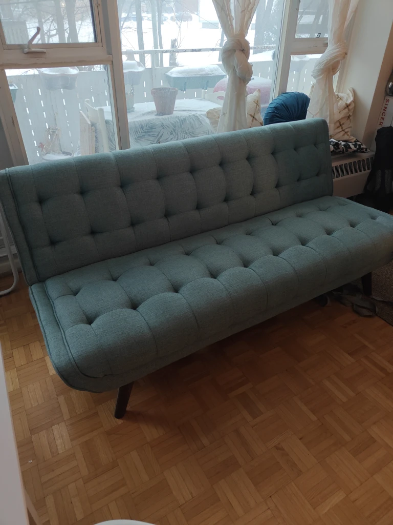 Blue Tufted Futon