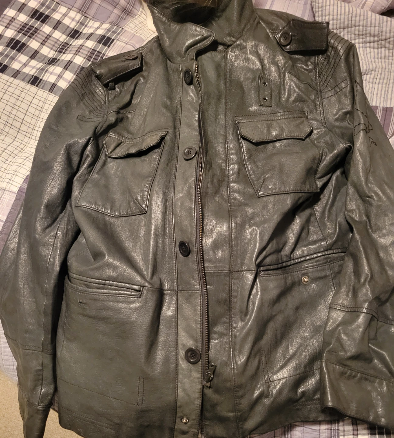 Nylon Punk Genuine Leather Jacket