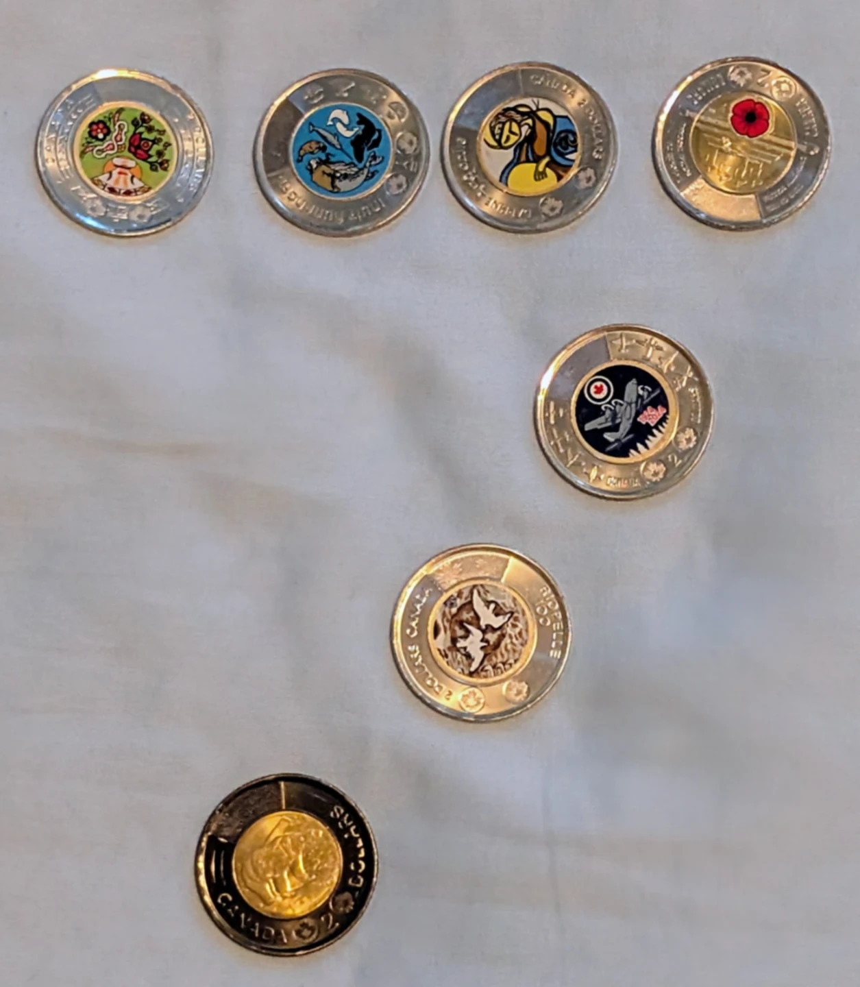 Canadian Toonies - Collectible $2 Coins - 7 in Total