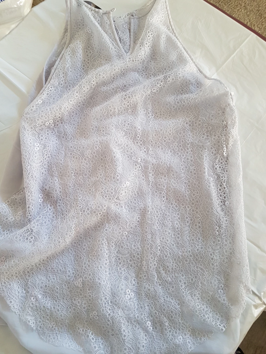 Halston Heritage Lace Trim Tank Top - Lavender - Size L - photo 5