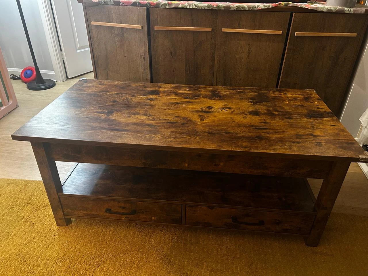 Lift Top Coffee Table w/ Hidden Storage & Drawers