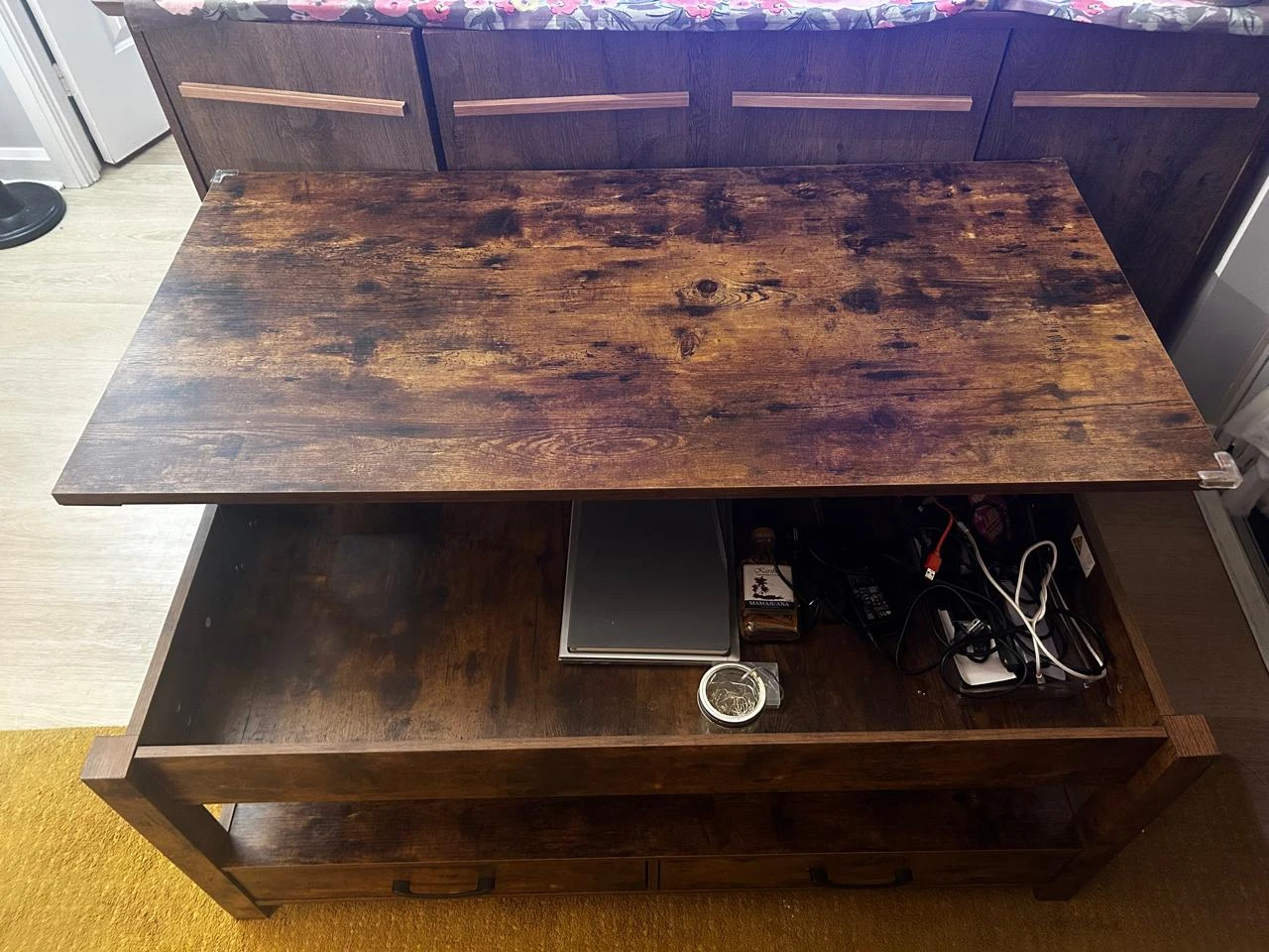 Lift Top Coffee Table w/ Hidden Storage & Drawers - photo 4