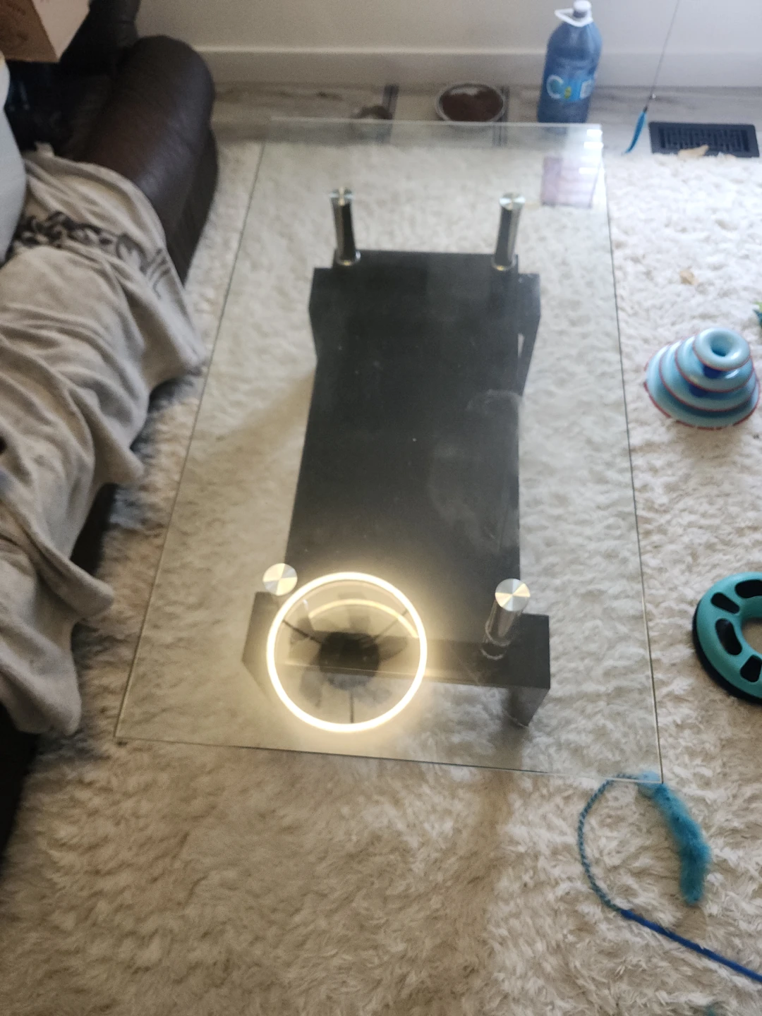 Glass Coffee Table with Black Base - photo 2