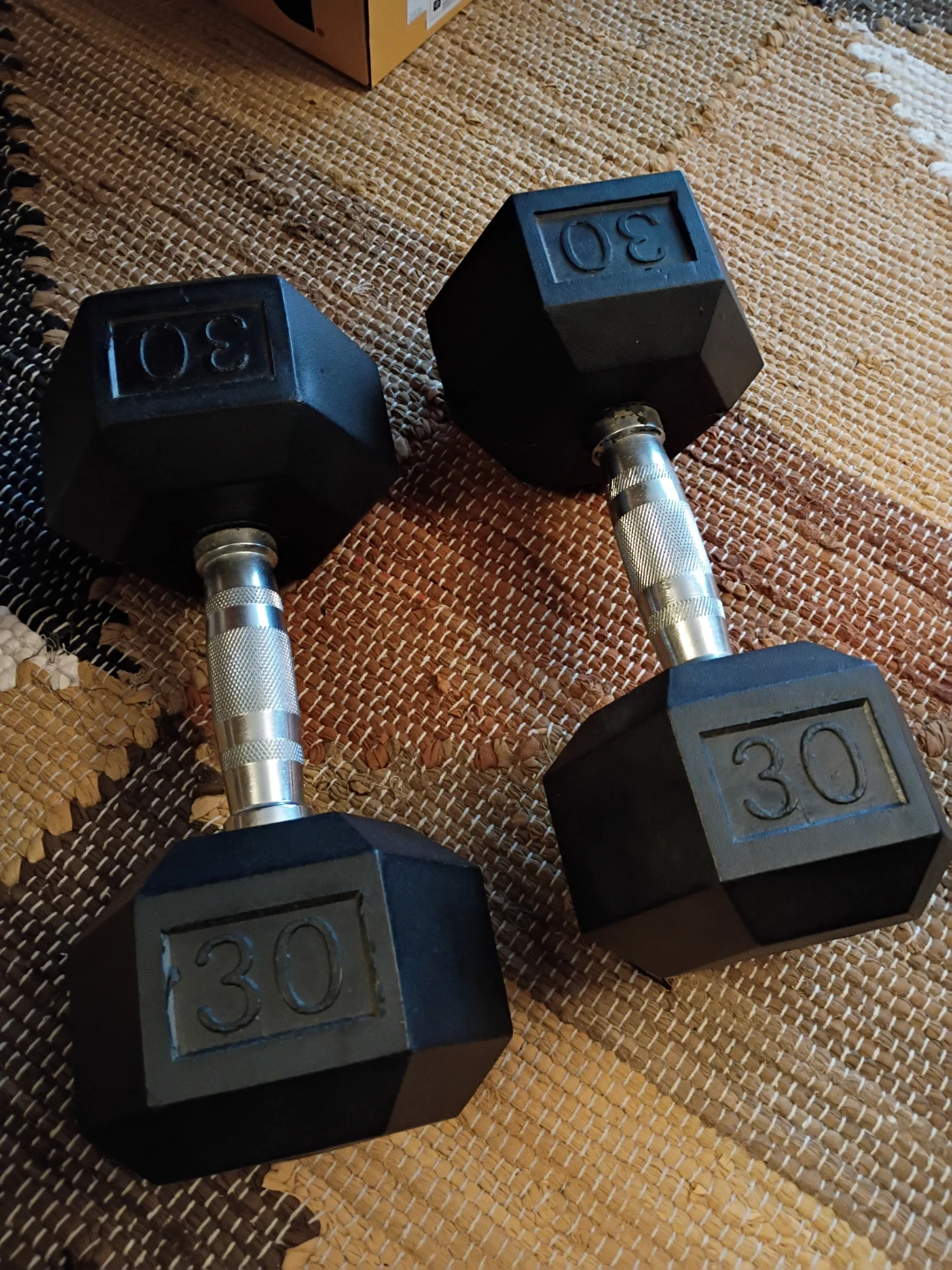 Rubber Hex Dumbbells - 30lb and 12lb Sets