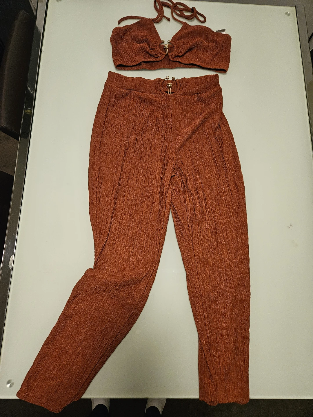 SHEIN Brown Two-Piece Set, Size L- brand new- MOVING SALE!