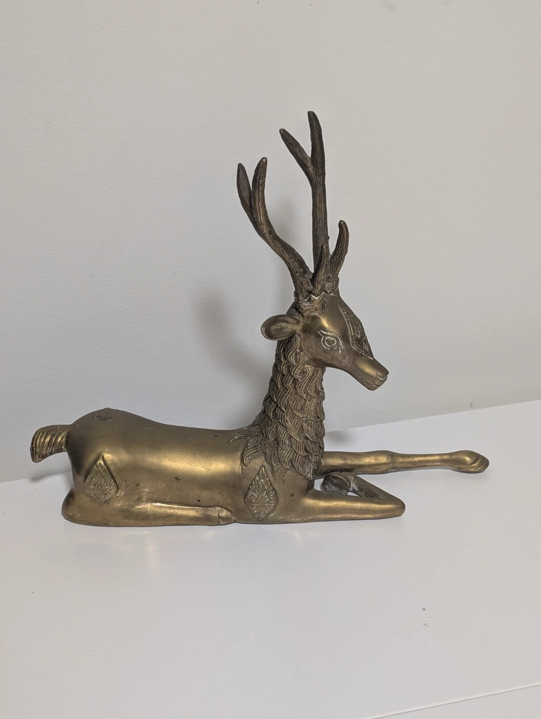 Vintage Brass Reclining Deer Figurine